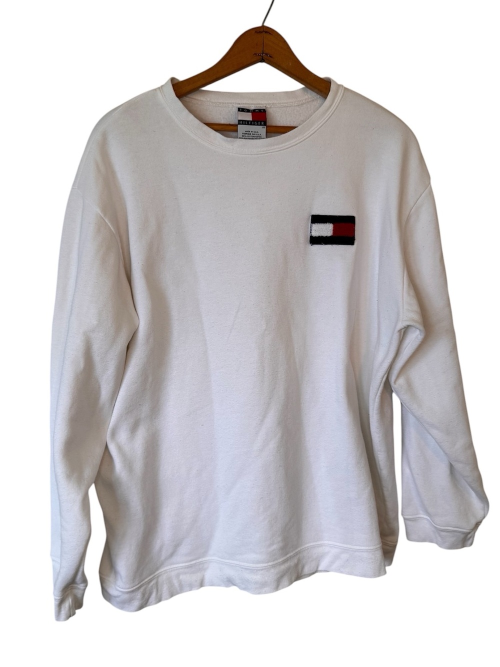 Vintage 90s Tommy Hilfiger USA Made Flag Logo Crewneck Sweatshirt Coastal Prep